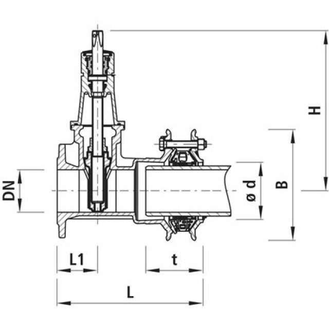 HAWLE Vanne à brides/manchons
multidomaines SYNOFLEX 4280
DN100 PN16 104-132MM