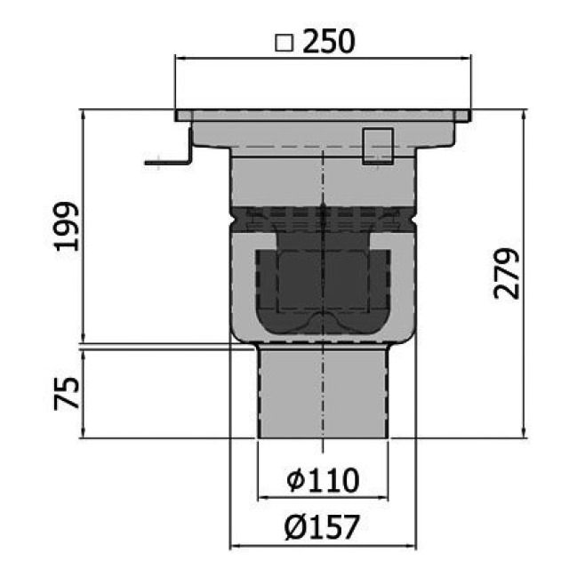 ACO BODENAB. SENKR. INOX EINT.
416530 MIT HALTERAND DN 70