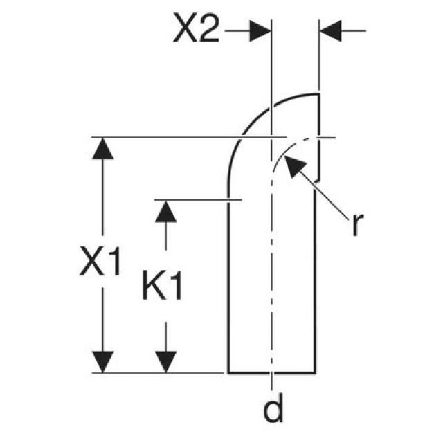 GEBERIT PE COUDE A PETIT RAYON
367.876       90°       110 MM