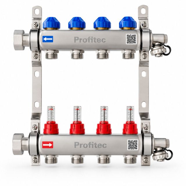 Collecteur profitec en acier inoxydable 1"
Débitmètre 0-5 l/min
3 voies