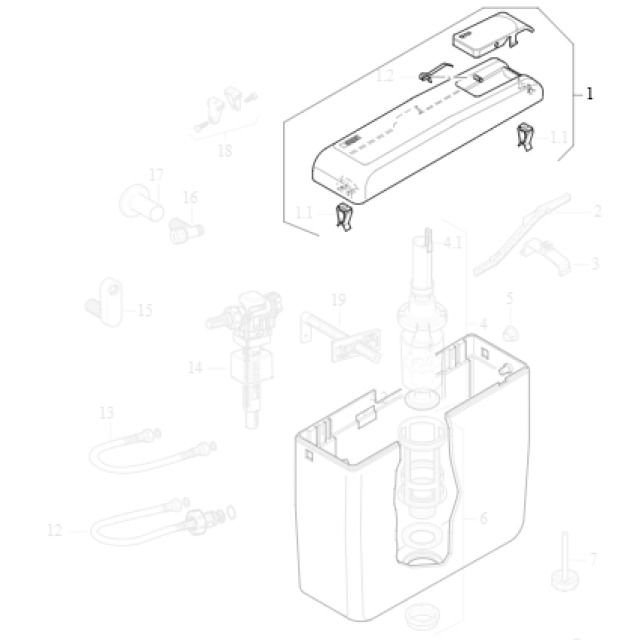 Couvercle pour chasse d'eau
avec touche pour 128 XXX
Coloris: blanc