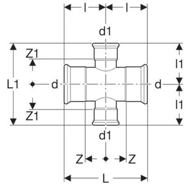 MPF KREUZSTUECK REDUZIERT 90°
21122               54 - 28 MM