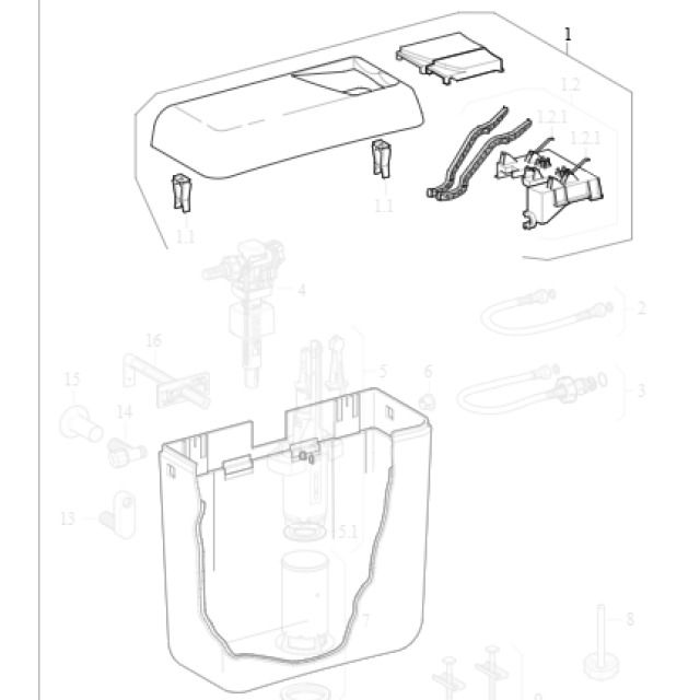 Couvercle pour chasse d'eau
avec touches de commande
pour 128.300/301
Coloris: blanc