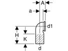 Geberit PE-HD, Coude de raccordement 90° pour WC suspendu, avec extension