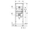 Geberit Duofix pour lavabo, 130 cm, robinetterie murale électronique avec boîtier à encastrer pour commande, avec siphon à encastrer