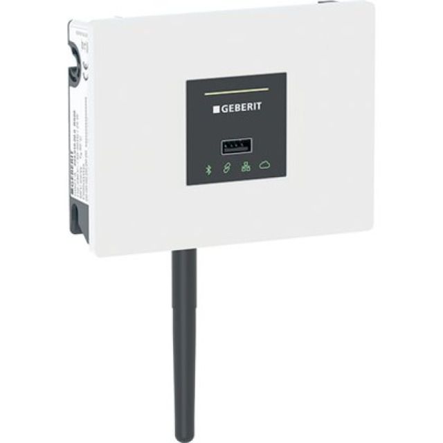 Geberit Gateway zur
Datenübertragung zw. Geberit
Connect Endgeräten und einem
Gebäudeautomationssystem
über BACnet/IP, Bluetooth
Antenne für WLAN u. Bluetooth - Low Energy
25W, 110-240V AC, IPX4
Umgebungstemp. 0-40°C