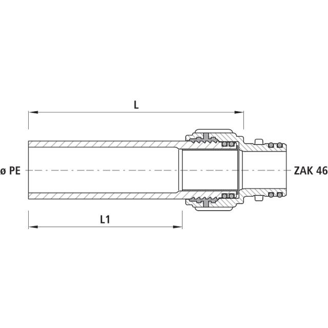 EMBOUT PE À SOUDER AVEC 6180
RACCORD ZAK 46 D 50 MM