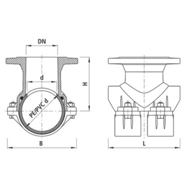 HAWLE HAKU-ANBOHRSCH. PE / PVC
5230    FLANSCH DN80   250 MM