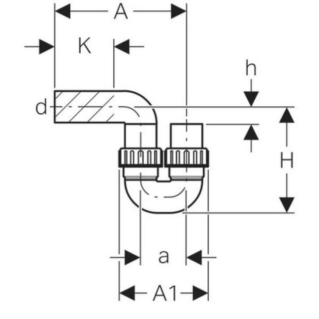 GEBERIT-PE SIPHON A/ RACCORD
367.730  ET COLLERETTE  110 MM