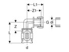 Geberit FlowFit coude intermédiaire 90° avec écrou de serrage