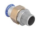 Geberit Mapress Raccord union acier inoxydable avec filetage extérieur, Ecrou de serrage en laiton