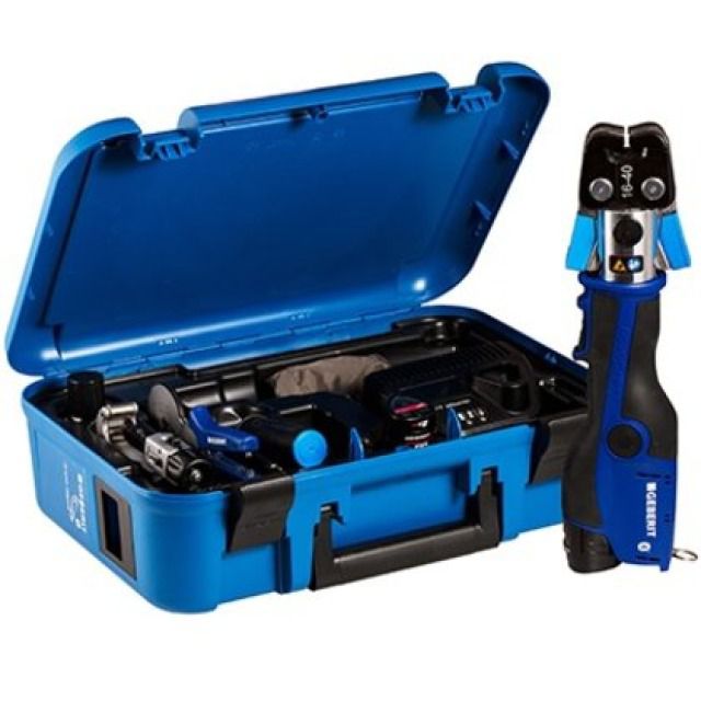 FlowFit Werkzeug-Bundle
Geberit Pressgerät ACO 103plus
im Koffer, mit FlowFit Einsatz
FlowFit Set Pressbacke 16-40mm
