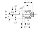 Geberit PE-HD, Embranchement boule 88.5° à trois départs, raccords 90° décalés