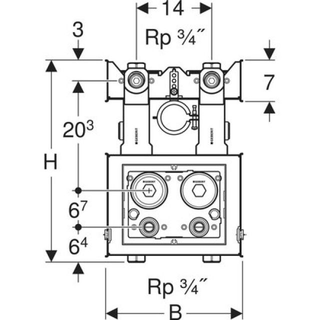 Geberit GIS-JRG set pour lavabo
pour robinetterie monobloc
2 unités p. compteur d_eau comp.
robinet d_arrêt encastré
JRG LegioStop®
avec 2 tés de raccordement - y compris 2 clips de fixation M10
2 tiges filetées M10
matériel de fixation