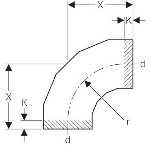 GEBERIT PE-HD COUDE A SEGM 90°
371.055                 250 MM