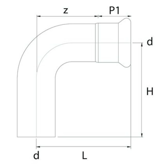Profitec PressSteel
Press-Einsteckbogen, 90°, 22mm