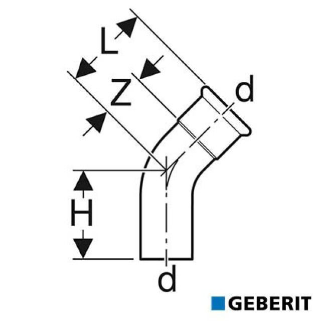 Geberit Mapress Therm
Coude avec extrémité à insérer
arc=45°, d=54