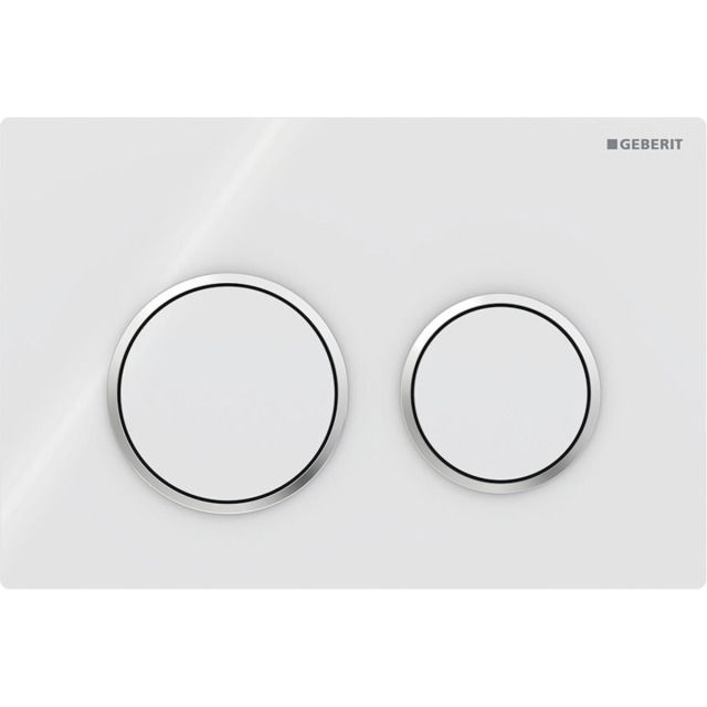 Geb.Omega20 Plaque de déclenchement
pour rinçage à 2 quantités
ronde: plaque et touches: blanc
anneaux design: chromé brillant