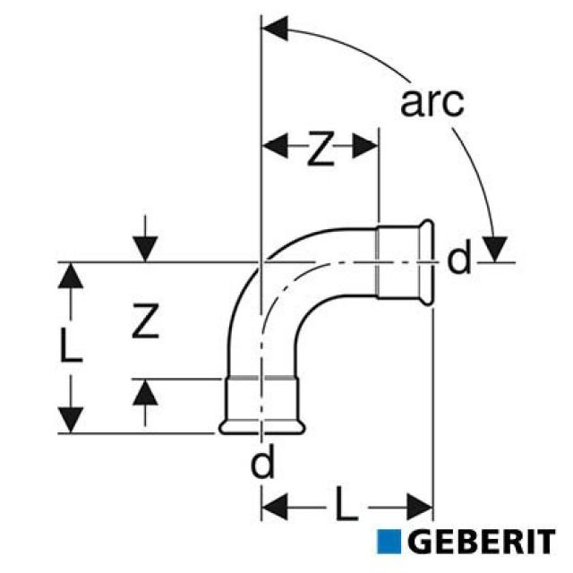 Geberit Mapress Therm
Coude : arc=90°, d=108
