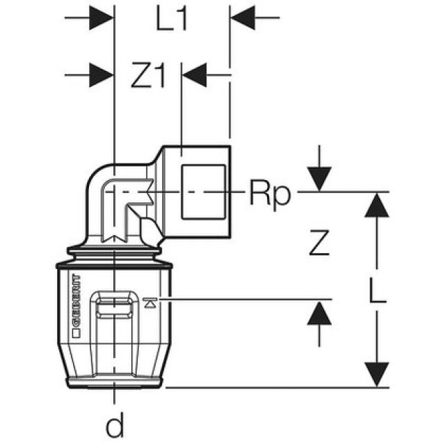 PFIT UEBERGANGSBOGEN 90° M.IG
651.251           20 - RP 1/2"