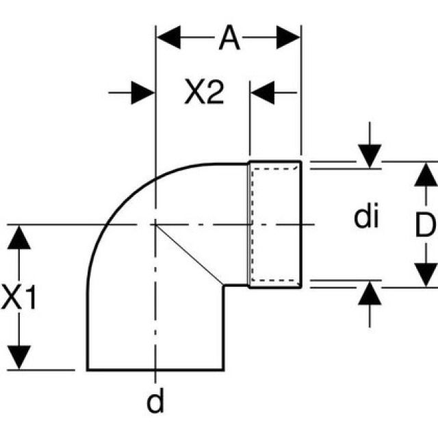 GEBERIT PE EQUERRE MANCH RACC
361.061  POUR SIPHON   50 MM