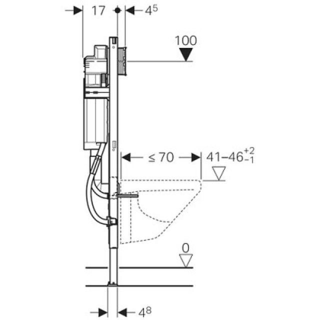 DUOFIX-WAND-WC-ELEMENT TYP 112
111.351  BETAETIGUNG VORNE
BAUBREITE 42.5CM
