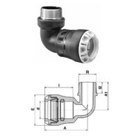 Plasson série 1, angle d'enfichage de 90° avec filetage mâle en laiton 1077