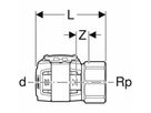 Raccord intermédiaire Geberit FlowFit avec filetage intérieur
