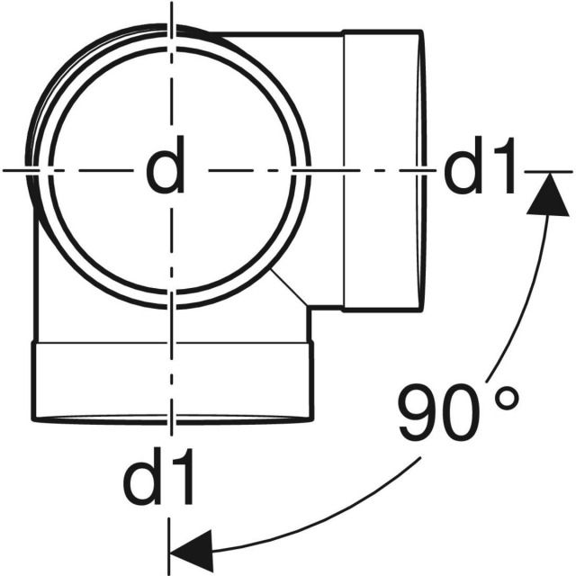 Embranchement avec départ coudé
308.089 88.5° Geberit Silent-db20
d=90mm, d1=90mm