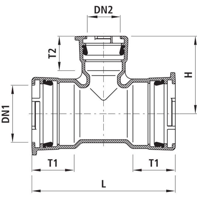 RACCORD T À MANCHONS À 5420
EMBOÎT BAIO DN 125/125