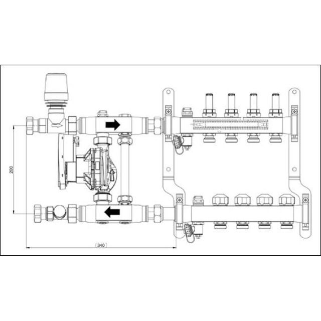 Festwert-Regelset F36
horizontal mit Pumpe Wilo PARA
15/6-43/SC 130