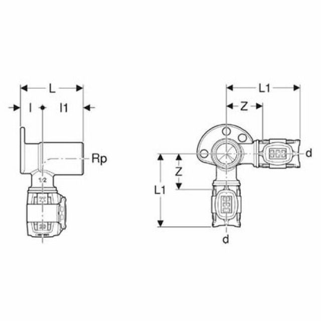 FLOWFIT EQUERRE DE RACC. 90°
620.921   D=20  1/2