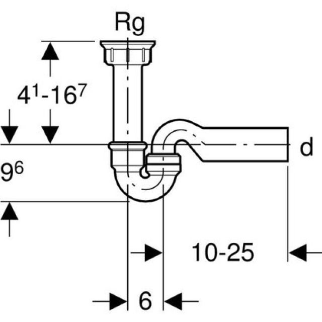 GEBERIT SIPHON HORIZ./HORIZ.
152.320 NOIR  56 MM