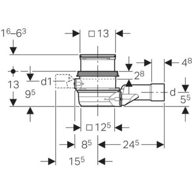 GRILLE SIPHON GEBERIT VARINO
HORIZONTAL, D 56/63 MM  388.020