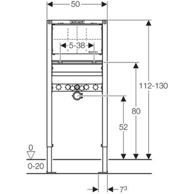 DUOFIX-ELEMENT FUER WASCHTISCH
111.498 MIT UP-WANDARMATUR
TYP 130