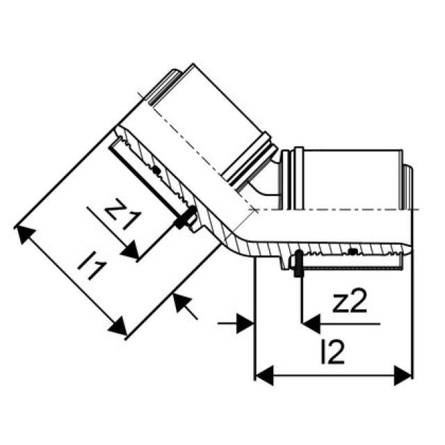 GF Uponor S-Press
coude 45° PPSU 63-63