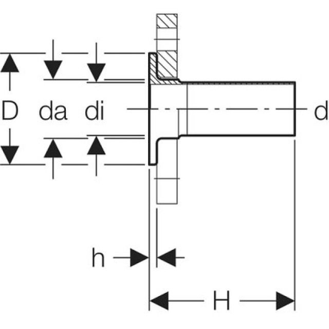 Collet acier inoxydable
36148  PN 10/16    108 MM
avec extrémité à emboîter