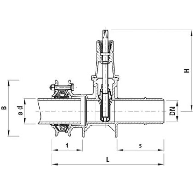 HAWLE Vanne à embouts lisses/
manch. multi.SYNOFLEX 4253 BLS
DN150 PN16 155-192MM