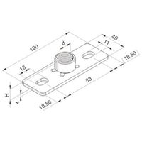 Plaque de base à 2 trous, inox V2A
