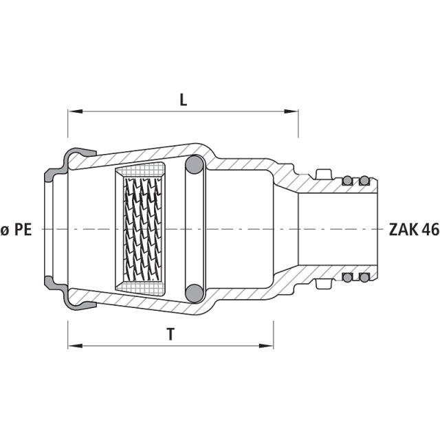 RACCORD À EMBOÎT EN FONTE 6160
AVEC RACCORD ZAK 46 D 50 MM