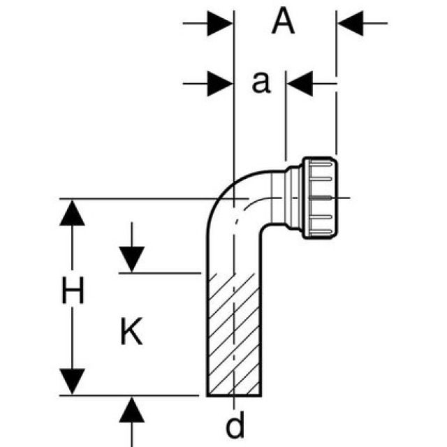 GEBERIT COUDE FILETE
152.228 NOIR 90°  56/63 MM