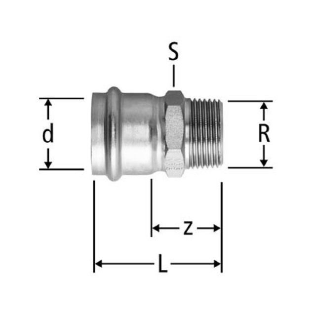 RACCORD MÂLE OPTIPRESS
GAZ N° 88035.26 22X3/4"