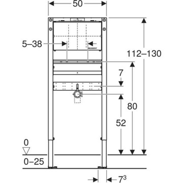 Geberit Duofix élément pour lav.
B = 50 cm, H = 112 - 130 cm - Höhe 112 - 130 cm