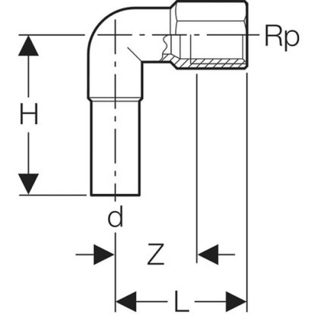 MPF-S ANSATZBOGEN  IG 90°
33203             1/2" - 15 MM