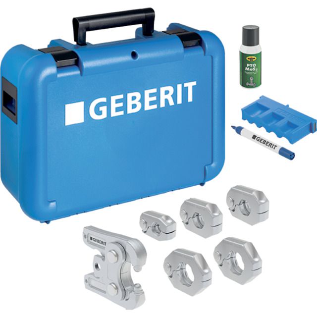 Outil à presser Geberit
dans coffre
691.200  orientables [1] - 1x Einschubtiefensch.m.Markierstift
Pressringeschwen. [1]/[2] 15-35mm