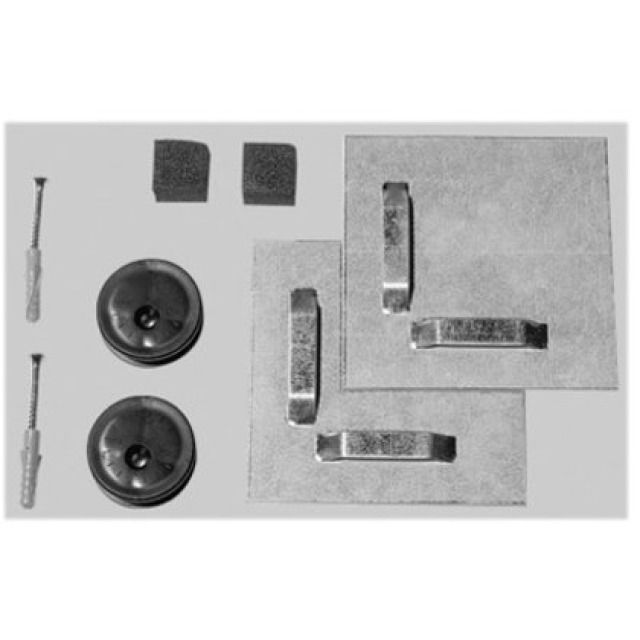 Fixation pour miroir GALVOFIX
miroir jusqu'à 0,8 m2, 4 mm
tôle adhésive, disques excen-
triques, matériel de fixation
Coloris: sans couleur