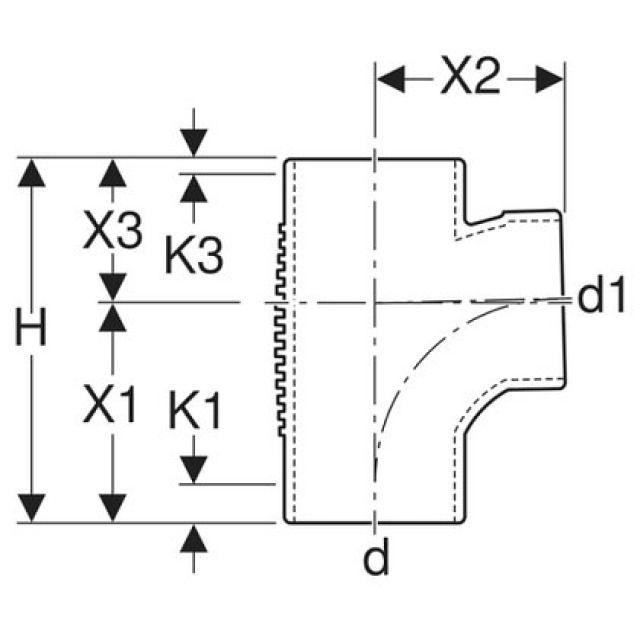 Embranchement avec départ coudé
308.089 88.5° Geberit Silent-db20
d=90mm, d1=90mm