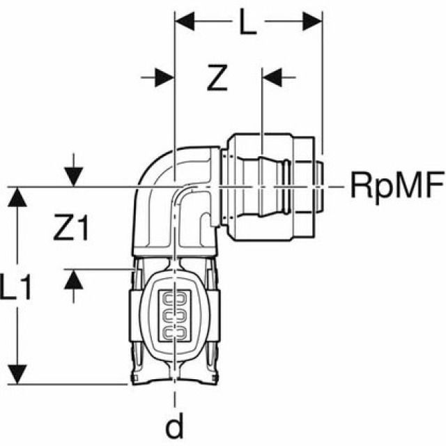 FLOWFIT EQUERRE INTERMÉD. 90°
620.490   D=16  RPMF=1/2"
AVEC MASTERFIX
