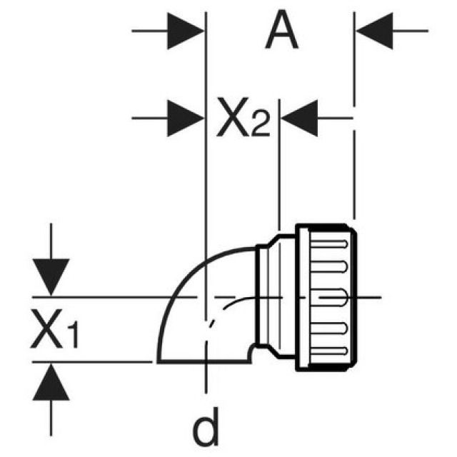 GEBERIT PE COUDE 90° A/ RACCOR
364.877                  63 MM