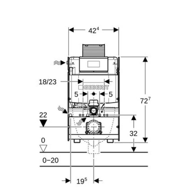 Elément de WC Geberit GIS Omega
Hauteur 87 cm, Largeur 42.4 cm - Montagerahmen Leerrohr für
Wasseranschluss Geberit AquaClean
Ausladung max. 62 cm